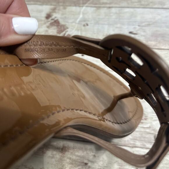 Tory Burch Miller Sandals Tan Patent Leather Women's Size 9.5 M Flats Neutral - Picture 8 of 8